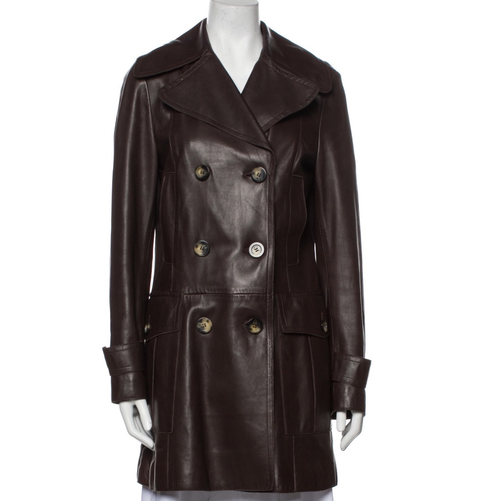 Burberry Leather Trench Size 6 In Dark Brown